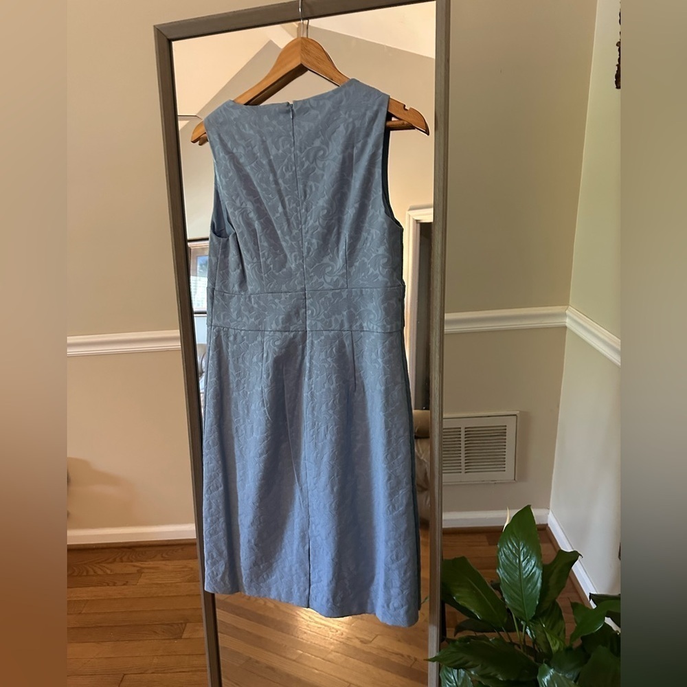 Bahari Light Blue Jacquard Trench Coat with Sheath Dress Size 14 - Picture 3 of 16